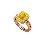 DENMOUS 5.25 Ratti Untreatet A+ Quality Natural Yellow Sapphire Pukhraj Gemstone Gold Plated Ring For Women'S And Men'S (Lab Certified)-B0BZ8H9MR1