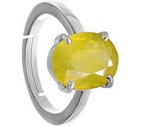 DENMOUS 6.25 Carat Yellow Sapphire Gemstone Pukhraj Stone Sterling Silver Adjustable Ring For Women And Man-DNM01B084RJ5K