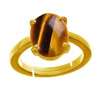 DENMOUS 7.00 Carat Natural Earth Mined Tiger Eye/Tiger Stone/Tiger'S Eye Natural Certified Tiger Eye Ring Gold Plated Chitti Stone For Men And Women By Lab -DN01 Certified-DN01B09KR5B7