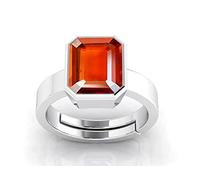 DENMOUS 7.25 Carat Gomed Silver Ring Ceylon Loose Gemstone Lab - Certified Natural Aa+ Quality Hessonite Garnet Adjustable Silver Ring For Man And Women-B0C622NG-DNM