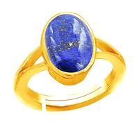 DENMOUS 7.25 Ratti / 6.00 Carat Blue Lajward Stone Panchdhatu Adjustable Gold Plated Ring Natural Aa++ Quality Original Lapis Lazuli Lajwart Rashi Ratna Pathar Gemstone For Men And Women-B09PDXZ7DN