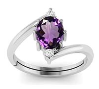 DENMOUS 7.25 Ratti 6.00 Carat Certified Aa++ Quality Natural Amethyst Silver Plated Adjustable For Men And Women'S-B09Z6VWQDD