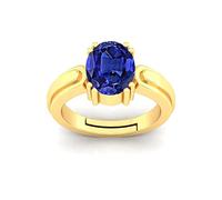 DENMOUS 7.25 Ratti 6.00 Carat Lab - Certified Unheated Untreatet Aaa+ Quality Natural Blue Sapphire Neelam Gold Adjustable Gemstone Ring For Women'S And Men'S |477|-B0C81S841