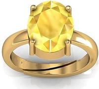 DENMOUS 7.25 Ratti 6.75 Carat A+ Quality Natural Yellow Sapphire Pukhraj Gemstone Ring For Women'S And Men'S-B0CXM6VKDN
