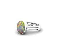 DENMOUS 7.25 Ratti / 6.75 Carat Natural Certified Aa++ Quality Australian White Opal Astrological Purpose Loose Gemstone Panchdhatu Silver Plated Ring For Man And Women-B0BWNJ5Z-2541