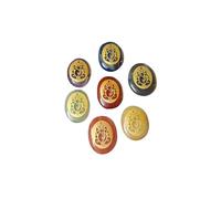 DENMOUS 7 Chakra Stone Set Ganesh Symbols Multi Color Natural Oval Healing Gemstone Set For Reiki Healing Crystal Healing Holistic Balancing Polished Palm Stones-B09TJMWZ-01