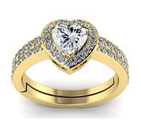 DENMOUS 8.25 Ratti 7.50 Carat Natural Zircon Gemstone Heart Shape Beautiful Gold Ring Lab Certified-B0BFQPCV-00