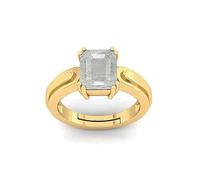DENMOUS 9.25 Ratti Aa++ Quality Certified Adjaistaible Gold Plated Ring Unheated Untreated Natural White Sapphire Pukhraj Loose Gemstone By Lab Certified-B0C3HPX4-00