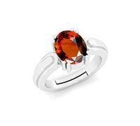 DENMOUS A1 Quality 10.25 Ratti 9.00 Carat Natural And Certified Natural Hessonite, Loose Gemstone Garnet Gomed Astrological Gemstone Adjustable Silver Ring For Men And Women-B09TRCDK-DNM