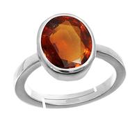 DENMOUS A1 Quality 9.25 Ratti 8.25 Crt Natural And Certified Hessonite Garnet (Gomed) Astrological Gemstone Adjustable Silver Ring For Men And Women-B08K7M4CDD