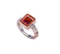 DENMOUS A1 Quality 9.70 Carat 10.25 Ratti Natural And Certified Natural Hessonite, Loose Gemstone Garnet Gomed Astrological Gemstone Adjustable Silver Ring For Men And Women-B0BZ8CT1-1