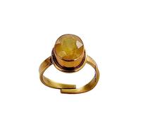 DENMOUS Anmol Gem 4.25 Ratti A++ Quality Natural Yellow Sapphire Original Gemstone (Pukhraj) Lab Certified Adjustable Ring-B0CB49CJ-00
