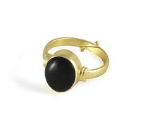 DENMOUS Bhairaw Gems 100% Certified 6.25 Ratti Natural Black Onyx Chalcedony Adjustable Ring (Sulemani Hakik Gold Plated 100% Gemstone By Lab Certified(Top Aaa+) Quality-B08244X6-DNM