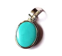 DENMOUS Bhairaw Gems 4.50 Carat Quality Turquoise Firoza Gemstone 92.5 Silver Pendant For Women'S And Men'S-B09Z92CSDNN