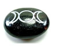 DENMOUS Black Tourmaline Crystals Stone Healing Palm Stones Carved Moon Symbols Palm Crystal Spiritual Meditation Stone Decor-B0CRRTNYDN