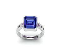 DENMOUS Blue Sapphire Adjustable Ring Silver Plated 11.25 Ratti 10.00 Carat Unheated And Untreated Neelam Natural Ceylon Gemstone For Men And Women-B0BZ8DXHR1