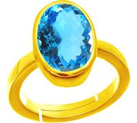 DENMOUS Certified 11.25 Ratti 10.00 Carat Special Quality Blue Topaz Free Size Adjustable Ring Gold Plated Gemstone By Lab Certified(Top Aaa+) Quality For Man Or Women-B09KPM7N-DNM