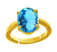 DENMOUS Certified 5.25 Ratti 4.00 Carat Special Quality Blue Topaz Free Size Adjustable Ring Gold Plated Gemstone By Lab Certified(Top Aaa+) Quality For Man Or Women-B09KPMSF-1D