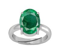 DENMOUS Certified 6.25 Ratti 5.62 Carat A+ Quality Emerald Panna Silver Plated Gemstone Ring For Women'S And Men'S-B0CXM4K9DD