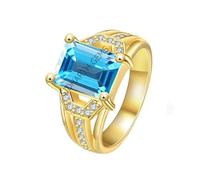 DENMOUS Certified 8.00 Ratti 7.25 Carat Special Quality Blue Topaz Free Size Adjustable Ring Gold Plated Gemstone By Lab Certified For Man Or Women-B0CKC34T-D1