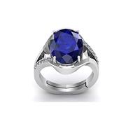 DENMOUS Certified Unheated Untreatet 11.00 Ratti A+ Quality Natural Blue Sapphire Neelam Gemstone Silver Ring For Women'S And Men'S-B0BNDX2FR1
