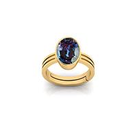 DENMOUS Certified Unheated Untreatet 5.00 Ratti A+ Quality Natural Alexandrite Ring Gold Plated For Women'S And Men'S(Lab Certified)-B0DK7HT3DMS