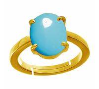 DENMOUS Certified Unheated Untreatet 8.30 Carat Turquoise Firoza Sky Blue Gemstone Panchdhatu Adjustable Gold Plated Ring For Men And Women By Lab - Certified-B09S9NQ9DNN