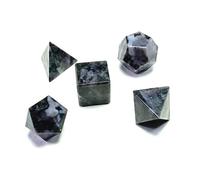 DENMOUS Gabbro Jasper Sacred Geometry 5 Piece With Merkaba Star Platonic Set-B08BXXGC-01