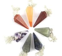 DENMOUS Gemstone 7 Chakra Pendulum Set Genuine Healing Reiki Chakra Balancing Good Luck Meditation-B014HJO91