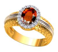 DENMOUS Gomed Gold Plated Ring 13.25 Ratti 12.00 Carat Natural And Certified Hessonite Garnet (Gomed) Astrological Gemstone Adjustable For Men And Women-B0BX46KG-DNM