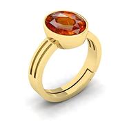DENMOUS Gomed Ring 6.25 Carat Certified A+ Quality Natural Hessonite Garnet Gomed Adjustable Gold Ring Loose Gemstone For Women'S And Men'S By Lab - Certified-B0C6M2S1-DNM