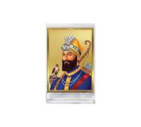 DENMOUS Guru Gobind Singh Idol Photo Frame For Car Dashboard, Table Décor|ACF 3 Classic Guru Gobind Singh Acrylic Frame, 24K Gold Plated Foil|Idol For Pooja, Gifts Items (11.0 X 6.8 CM)-AMZ544