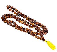 DENMOUS Men'S And Women'S Beech, Wood Tiger Eye Bead Natural Healing Reiki Crystal Stone Mala For Courage (Grey, Brown, 8 Mm)-B07NCL2Y1