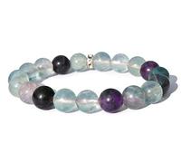 DENMOUS Multi Fluorite Natural Healing Crystal Chakra Balancing Meditation Stone 10Mm Round Beaded Bracelet-B08938HZ1