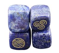 DENMOUS Natural Crystal Stone Polished Four Elements Engraved Runes Gemstone - Blue-B0CFYDPK41