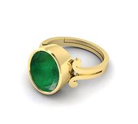 DENMOUS Natural Emerald Ring 6.00 Carat Certified Green Natural Emerald Loose Gemstone Panna Ring Gold Plated For Men And Women-B0C94Y3ZDNM