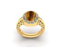 DENMOUS Natural Tiger'S Eye Stone Gold Plated Adjustable Ring 10.00 Carat Rashi Ratna Origional And Certified-B0BX4CLQDNM