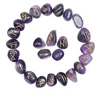 DENMOUS Nilkanth Agate Amathis Tumbles Rune Set,Reiki Symbol Engraved Set Of 7,Reiki Healing And Crystal Healing-Multicolor-B0BJV8FL11