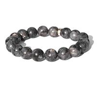 DENMOUS One 10Mm Round Beaded Larvikite Bracelet Along With One Mdf Wooden Box Natural Reiki Healing Crystal Chakra Balancing Vastu Meditation Stone-DN01B089384D