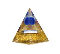 DENMOUS Orgonite Pyramid Citrine With Blue Onyx Ball Size 2-2.5 Inch Natural Healing Crystal Chakra Balancing Vastu Stone-B09YV1BS11