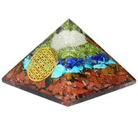 DENMOUS Orgonite Pyramid Himalyan Druzy Crystal, Peridot, Turquoise, Tiger Eye, Red Jasper With Lapis Lazuli Size - 2.5-3 Inch Natural Healing Crystal Chakra Balancing Vastu Stone-B07VH43D25