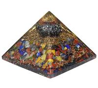 DENMOUS Orgonite Pyramid Rainbow Carborundum, Seven Chakra Stone With Pyrite Or Copper Size - 2.5-3 Inch Natural Healing Crystal Chakra Balancing Vastu Stone-B07VFZVZ41