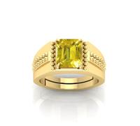 DENMOUS Pukhraj Ring 8.00 Carat Certified Aa Quality Natural Yellow Sapphire Pukhraj Gemstone Ring Gold For Men And Women'S-B0CTWZKD-M1