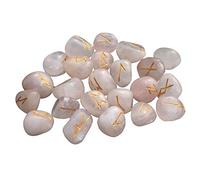 DENMOUS Rose Quartz Rune Set Crystal Rune Set Natural Tumble Stone Reiki Symbol For Reiki Healing Regular Oval Crystal Stone (Clear 25 Pieces)-B08FSKCQ-01