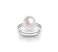 DENMOUS South Sea Pearl 15.00 Carat Natural Pearl Gemstone Original Certified Moti Adjustable Astrological Panchhdhaatu/Ashtadhatu Silver Plated Ring For Men And Women-B09TWTGY-00