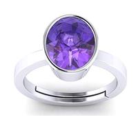 DENMOUS Unheated Untreatet 3.00 Ratti Aa+ Quality And Certified By Wtgtl Natural Amethyst Stone Tone Adjustable Silver Plated Ring For Men And Women-B08XQY5R-DMS