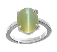 DENMOUS Unheated Untreatet Certified 9.25 Ratti Deluxe Quality Cats Eye Adjustable Ring Silver Plated Gemstone By Lab Certified(Top Aaa+) Quality For Man And Wouman-B08KDMX9-01