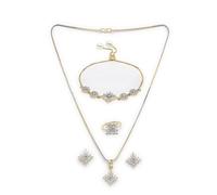 DENMOUS White Gold-Plated Asscher Shaped American Diamond Studded Jewellery Set-DMZ-1623