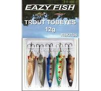 Dennett Eazy Fish Tobeye Kit 12g - 5 Pack Fishing Spinning Lures for Freshwater Predators - Classic Tobeye Spoons with Strong Bronze Trebles