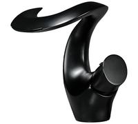 Dennienova Waterfall Basin Tap, Single Hole & Single Lever Mixer Tap, Ribbon-Like Design, Modern Bathroom Sink, Heron Series, Matte Black